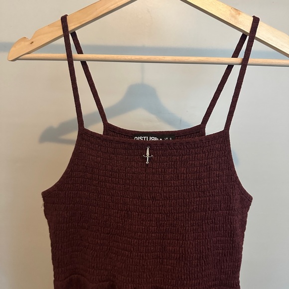 Disturbia Maroon Mundi Shirred Midi Dress - Picture 4 of 6